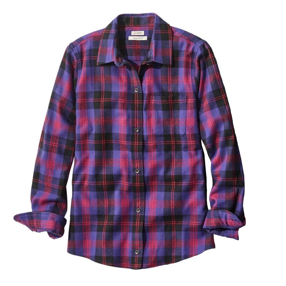 NWT Women’s L.L. Bean Relaxed Scotch Plaid Flannel Shirt